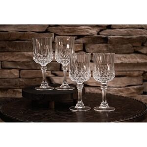 Cristal D'Arques Longchamp Wine Glasses, Set of 4 French Crystal Goblets